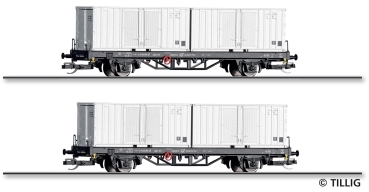 TT D DR Güterwagen-Set 2-tlg.  4A Ep.IV 2 Containertragwagen, etc..................................................................................