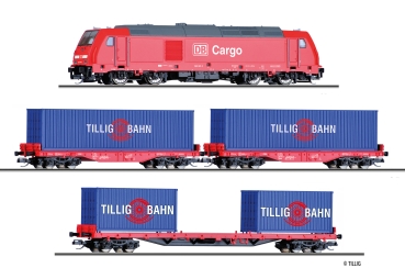TT D DB Güterzug-Set Diesellok 2Flachwagen 1Containertragwagen Ep.VI, etc.................................................................