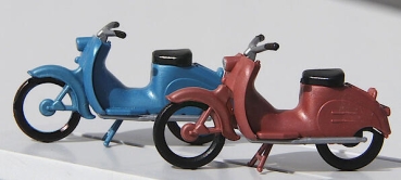 H0 D Kleinkraftrad Moped KR50, Sitz 1, rot blau,