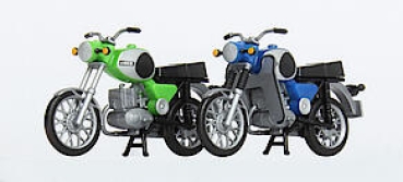 H0 D DDR Motorrad MZ TS 250 2x, grün blau