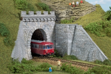 H0 Ausstattung Tunnelportal 1gleisig, Steingrau, meliert
