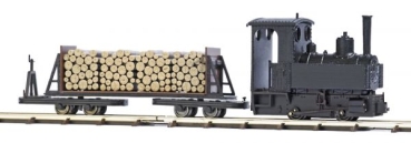 H0f Feldbahn Set, Dampflokomotive Decauville Typ 3,  Stirnwandwagen 1x, Gleisoval, Batteriekasten, Schalter, Vor- Rückwärts- Stopp, etc.......................................................................