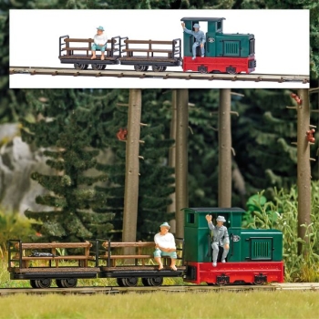 H0  Feldbahn Set, Diesellokomotive Gmeinder 15/ 18 PS, Mannschaftswagen 2x, Gleisoval, Batteriekasten Vor- Rückwärts- Stopp, etc............................................................................. - Kopie