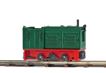 H0 Diesellokomotive LKM Ns 2F,  2A , L 36mm, Führerhaus offen, dunkelgrün, rotes Fahrwerk, etc.............