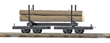 H0f  Drehgestell- Rungenwagen, bel., 2x 2A, L= 60mm, Langholzbaumstämme, etc.........................................................................