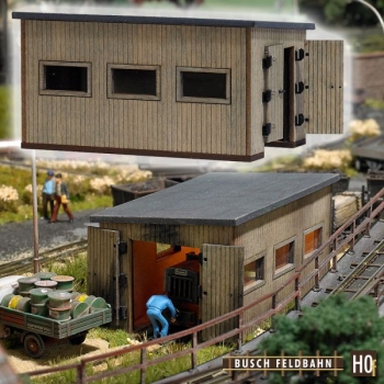 H0 Bahngebäude BS Feldbahn Lokschuppen, 76x 44x 42mm, Durchfahrtshöhe 32mm, Durchfahrtsbreite 23mm, etc..............................................................................