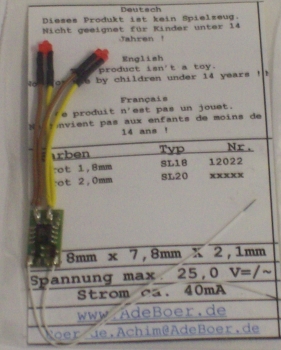 Zubehör Schlusslicht stabilisiert 2x 1,8mm LEDs, rot, Ep.I- III,