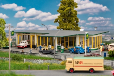 H0 Gebäude BS BP Tankstelle, große, Ep.III, 285x 210x 53mm, etc....................................................................................