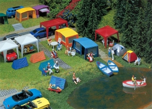 H0 Ausschmückung Camping-Zelte-Set, Ep.IV, 46x 51x 25mm, 35x 35x 30mm, etc................................................................