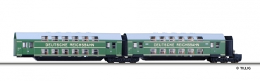 TT D DR Doppelstockwagen- Mittelteile 2x, grün, Ep.III, etc...............................................................
