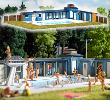 H0 Gebäude BS Freibad 250x 195x 46mm, Duschen Betriebsräume, Toiletten, Metalltor, etc.............................................................