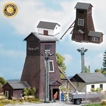 H0 BS Förderturm "  Schlema "mit Maschinenhaus, Turm- 160x 95x145mm, Maschinenhaus 80x 60x56mm