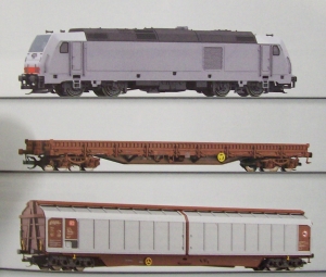 TT D DB Güterzug Set Diesellok Güterwagen Ep.V- VI Bettungsgleis