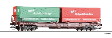TT D DB Taschenwagen 4A Ep.IV beladen mit Wechselpritschen, etc.................................................................................