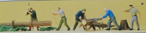 H0 Figur Holzfäller Stämme