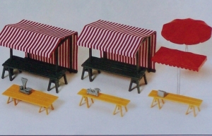 H0 Ausschmückung BS Markstände Marktschirme etc............................................................................................................