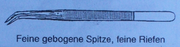 Pinsette feine gebogene Spitze feine Riefen 145mm