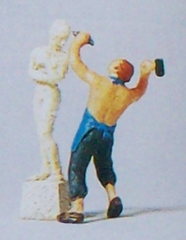 H0 Figur Bildhauer mit Skulptur