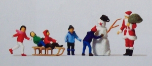 H0 Figur Weihnachtsmann Kinder Schneemann