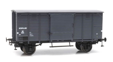 H0 NL NS Güterwagen ged., Nr.8141, ohne Bremsen, L=96mm,  2A Ep.IIIb- IIIc,  grau, etc........................................