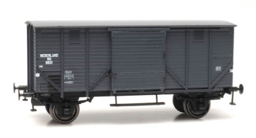 H0 NL NS Güterwagen ged., Nr. 8121, ohne Bremse,  L=96mm,  2A,  Ep.IIIb- IIIc,  grau, etc...................................