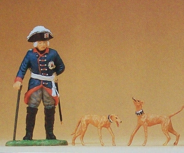 1: 25 D Preußenkönig stehend und Hunde