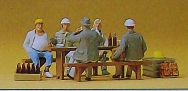 H0 Figur Bauarbeiter in der Pause
