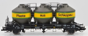 H0 D DR Güterwagen Silowagen Uc- y, Plaste aus Schkopau, BUNA AG, Transport von Kunststoffgranulat, mit Bremserbühne, 2A, Ep.5, etc.........