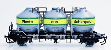 H0 D DR Güterwagen Silowagen UC- y, Plaste aus Schkopau zum Transport von Kunststoffgranulaten, 2A, Ep.IV, taubenblau, etc....... -