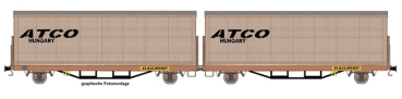 H0 D DR Güterwagen Fährbootwagen Laas- Einheit Doppeleinheit Railship, einfarbig, beladen mit Holzcontainer mit Plane ATCO, 2A, etc............................