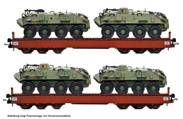 H0 D DR Schwerlastwagen Samms 4860, Set 2teilig, 6A, abgeklappte Bordwände, Schützenpanzerwagen, SPW 60 PB, braun, einfarbig, etc.................