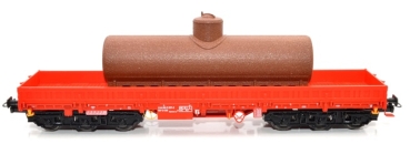 H0 D DB Schwerlastwagen Samms- u 454, 6A, beladen, mit braunen Altölsammelkessel, rot- rot- schwarz, etc.....................