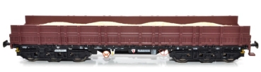 H0 D DR Schwerlastwagen Samms 4860, 6A, Bauzugwagen erhöhte Bordwände, beladen mit Kies, braun- schwarz- schwarz, etc...................