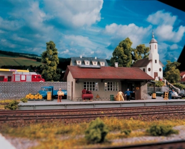 H0 Bahngebäude Güterschuppen Burgstein 300x 130x 77mm