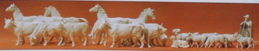 1: 72 BS Pferde Kühe Schafe unbemalt 22x