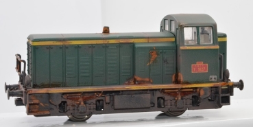 H0 F SNCF Diesellokomotive Y 9100, 2A, Ep.III, grün- gelbe Streifen, Standmodell, ohne Beleuchtung, rollfähig, gealtert, etc..............
