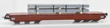 H0 D DB Schwerlastwagen Samms- u, 454, 6A, abklappbare Bordwände, beladen mit grauen Stahlbrammen, etc.....................