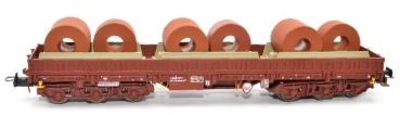 H0 D DB Schwerlastwagen Samms- u,  454, 6A, beladen mit braubnen Coils in verschiedenen Größen, braun- einfarbig, etc.................