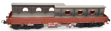 H0 D DB Schwerlastwagen Salmms- u, 454, 6A, DB Cargo, beladen mit Stahl- Brückenelementen, braun- braun- Schwarz, etc.................