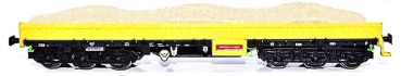 H0 D DB Schwerlastwagen Samms- u, 454, 6A, beladen mit Schotter, Bauzugwagen Bahnbaugruppe, beladen mit Sand, gelb- schwarz- schwarz, etc.............
