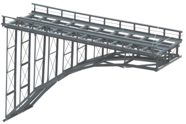 H0 HN 32 -0 Hochbogenbrücke 16cm, 2gleisig, grau, ( Halbe )