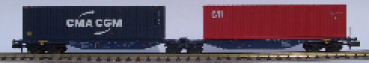 N Containertragwagen Set 2x bel. ERR blau CAI CMA CGM