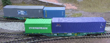 H0 B Containertragwagen Cargo 4A  grün