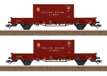 H0 PL PKP Niederbordwagen- Set 2x,24Z (ks- x ), bel.,  2A, Ep.IV, braun, etc.............