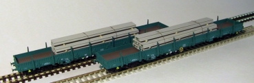 N SNCB Flachwagen Set 2x A 4A bel. mit Betonprofilen