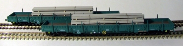 N SNCB Flachwagen Set 2x 4A bel. Betonprofile