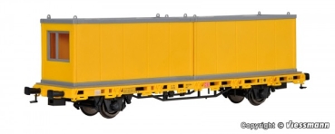 H0 Bahnfahrzeug D Niederbordwagen mit 2 Containern, GleisBau, L=15,8x 3,5x 4,8cm, etc...........................................................