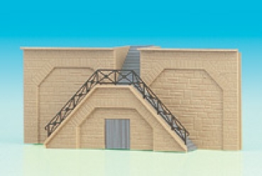 N Geländegestaltung Stützmauer mit Treppenaufgang, L= 120x 50mm, MS- Teppengeländer
