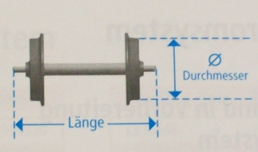 H0 Ersatzteil Gleichstromspeichenradachse 50x,  isol., L= 24.7mm, D= 10,5mm, etc.....................