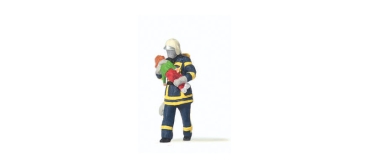 H0 Figur Feuerwehrmann Kind rettend